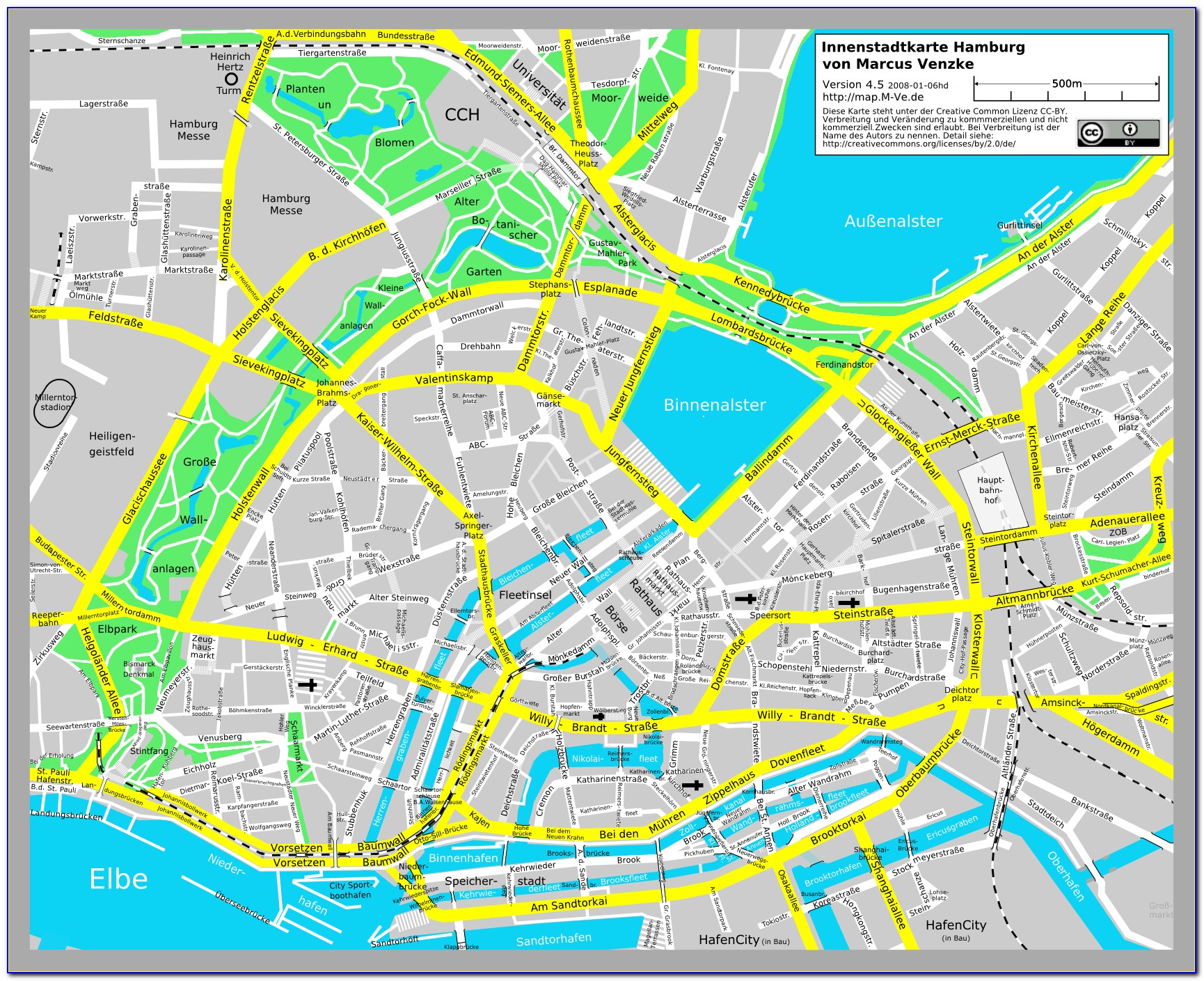 Hamburg Germany City Center Map