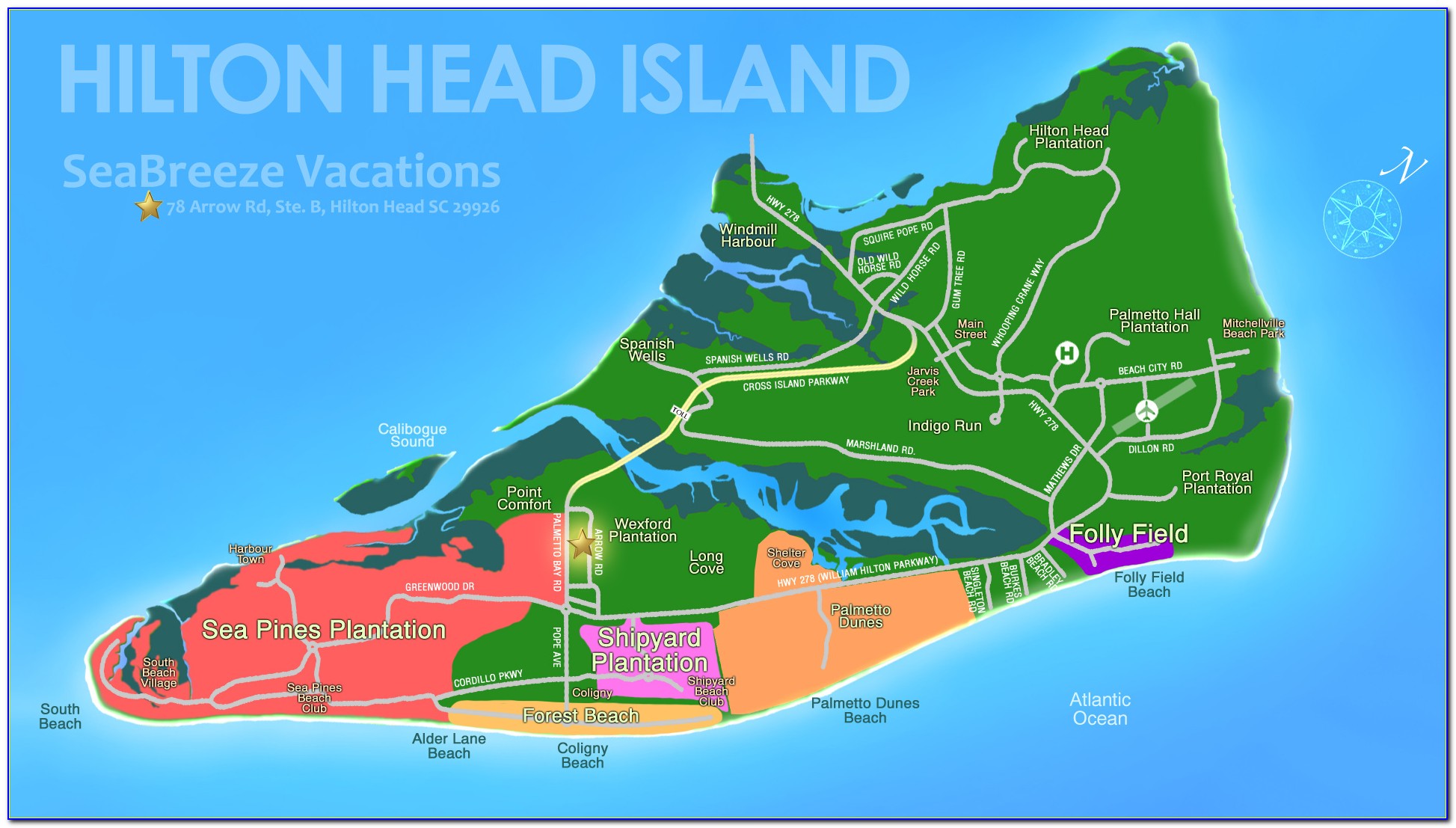 Hilton Head Island Map Of Plantations