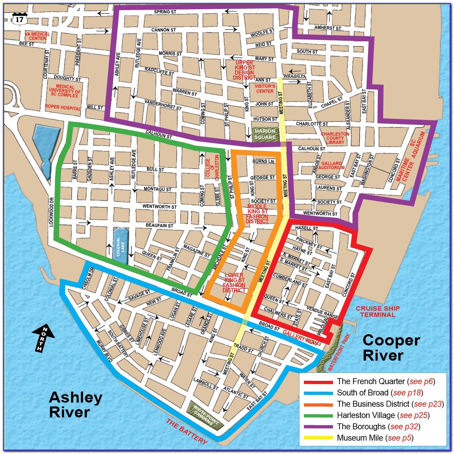 Historic Charleston Map With Hotels