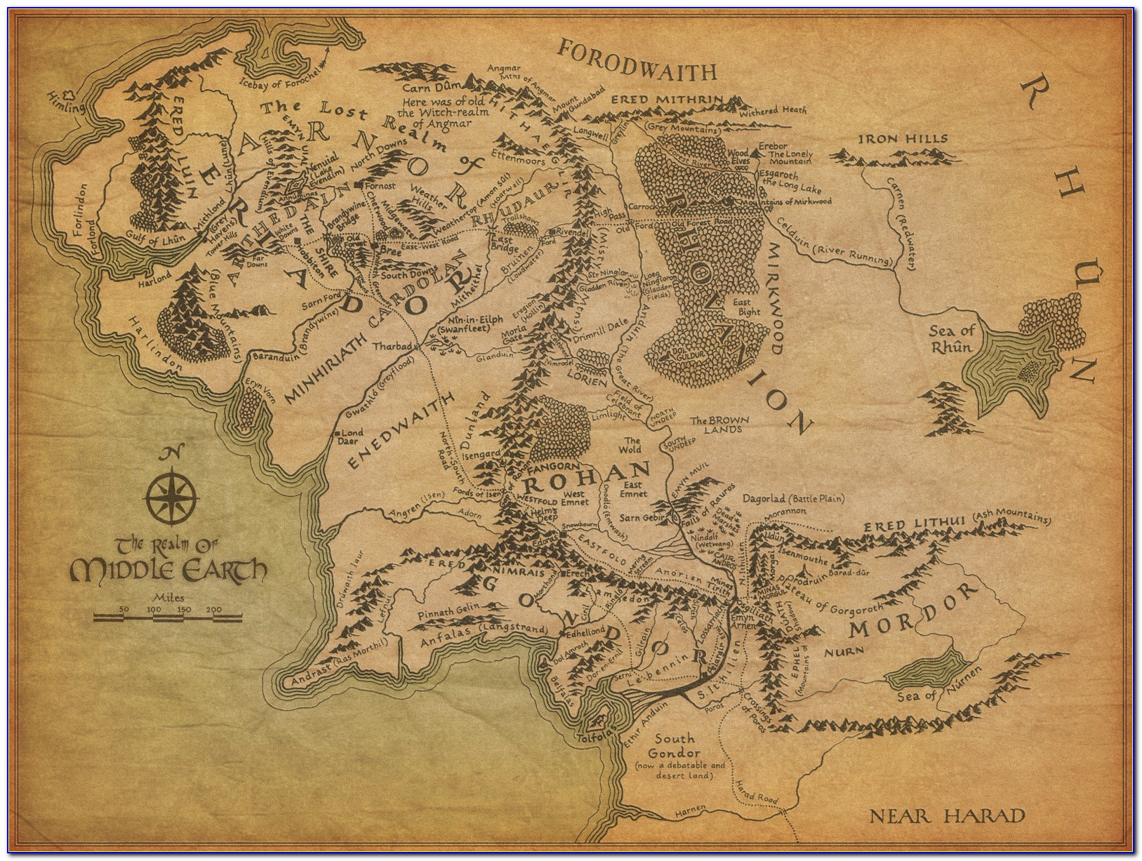 Hobbit Middle Earth Map Poster