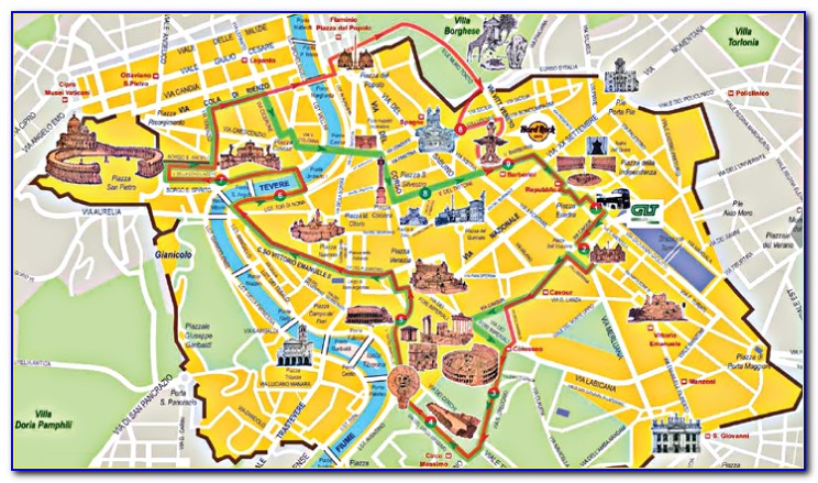 Hop On Hop Off Bus Rome Italy Map