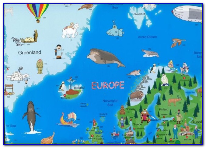 Illustrated World Map Greenland