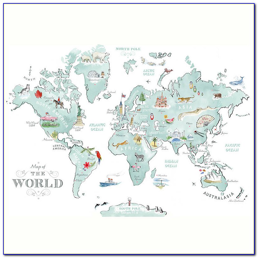 Illustrated World Map Poster