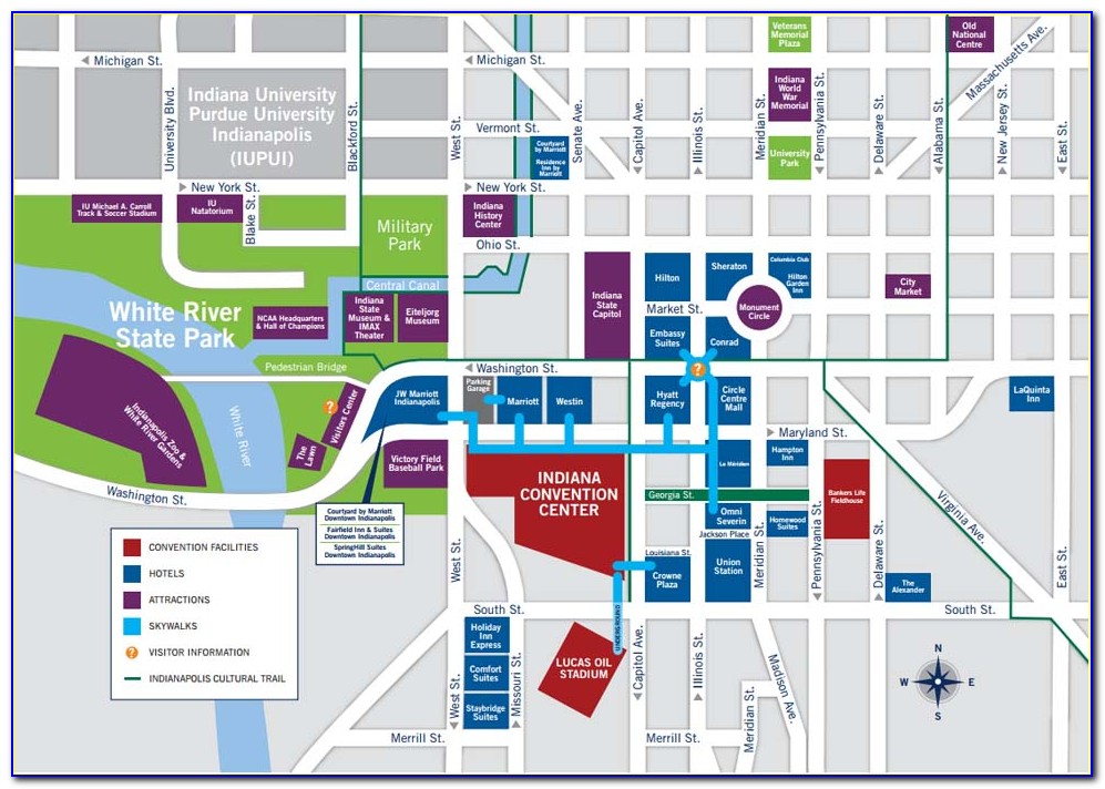 Indianapolis Hotels Downtown Map