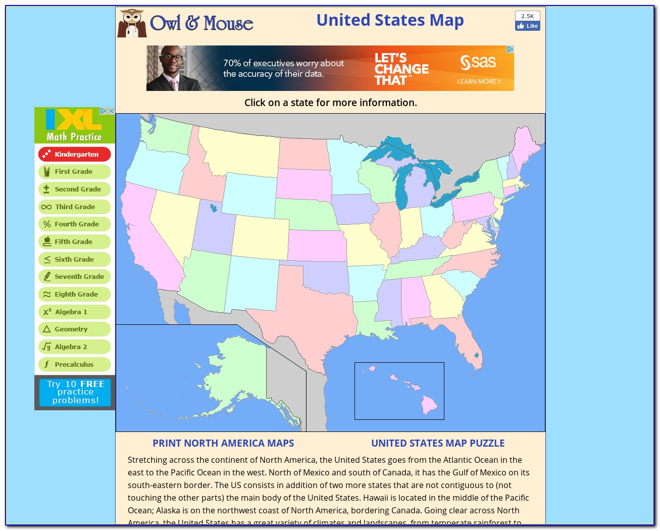Interactive Usa Talking Puzzle Map With Capitals
