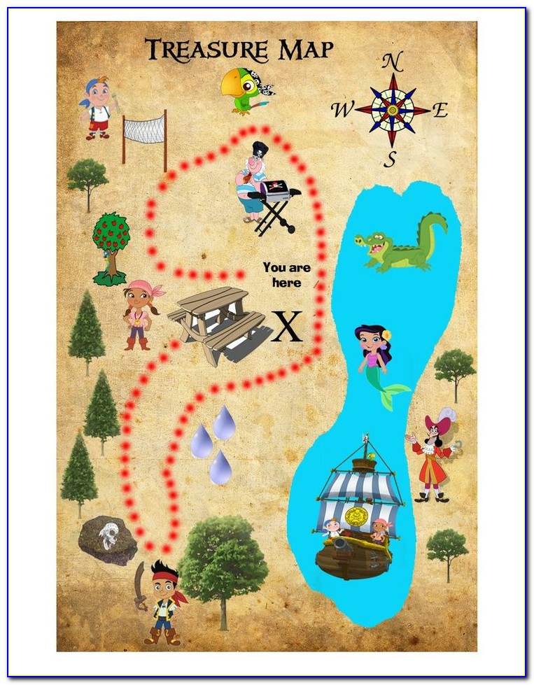 Jake And The Neverland Pirate Treasure Map Printable Free