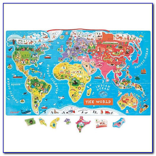 Janod Magnetic World Map Wooden Puzzle