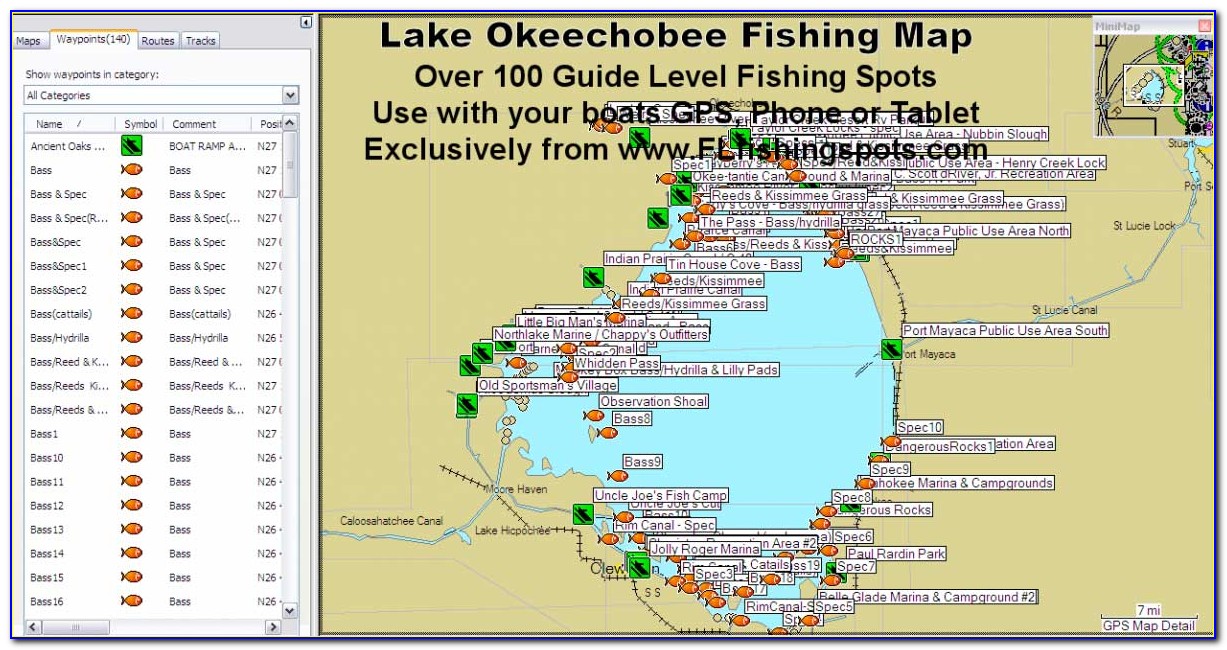 Lake Okeechobee Bass Fishing Map