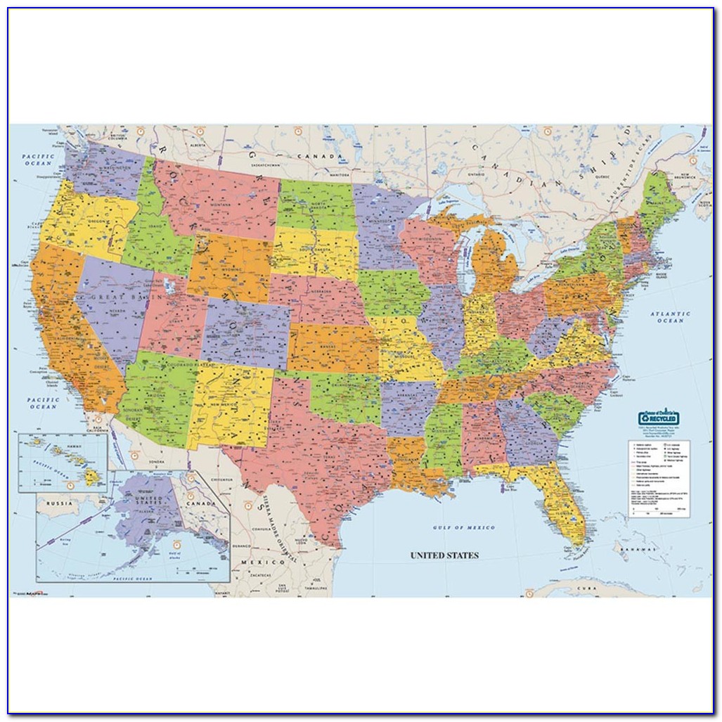 Laminated United States Road Map