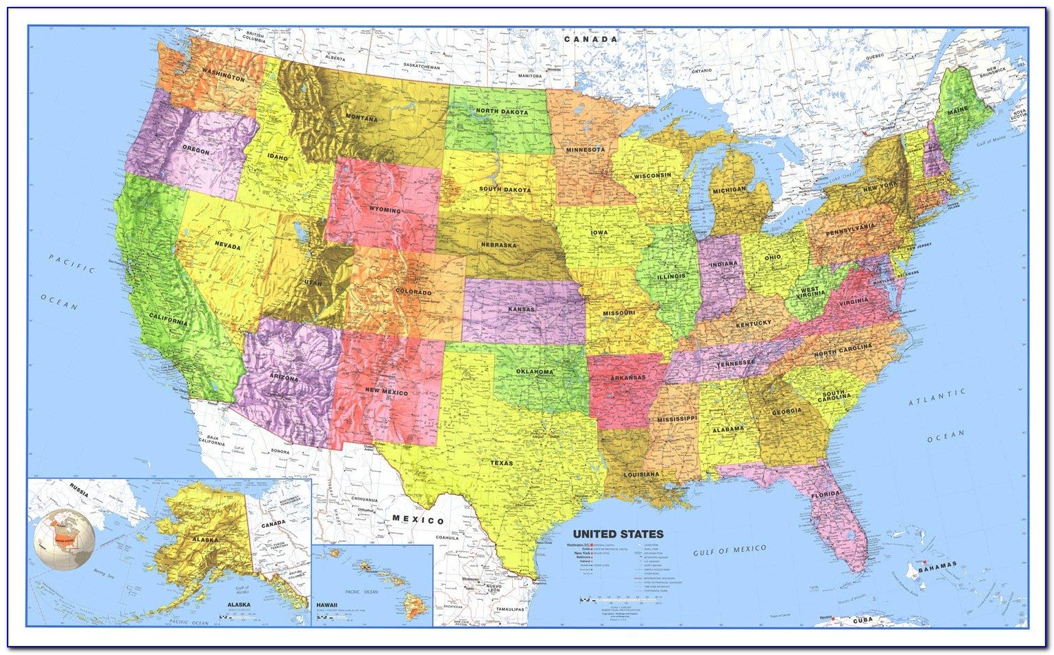 Laminated Wall Map Of United States