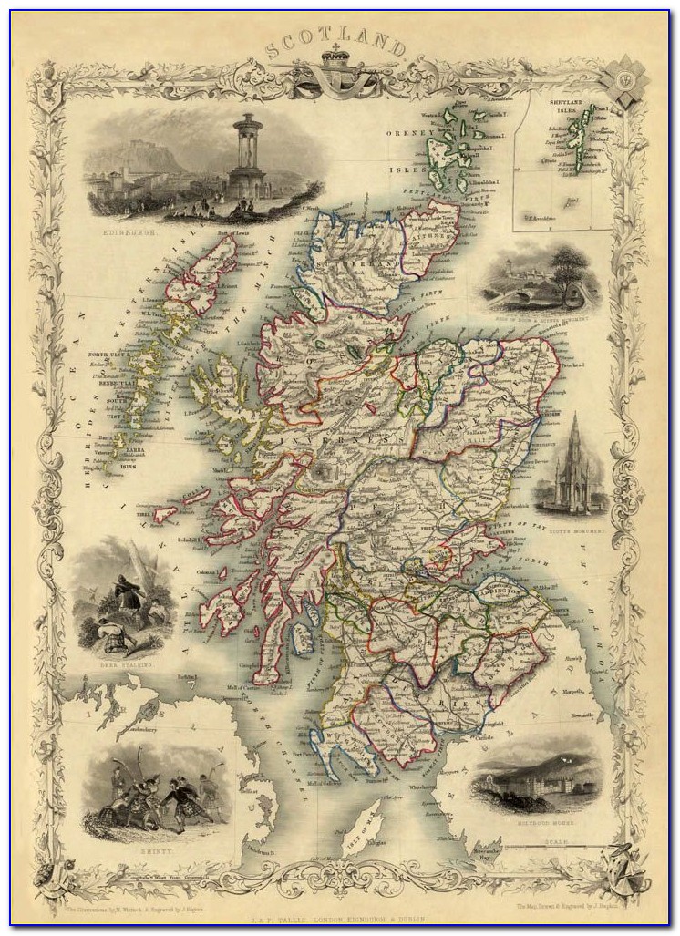 Large Antique Map Of Scotland
