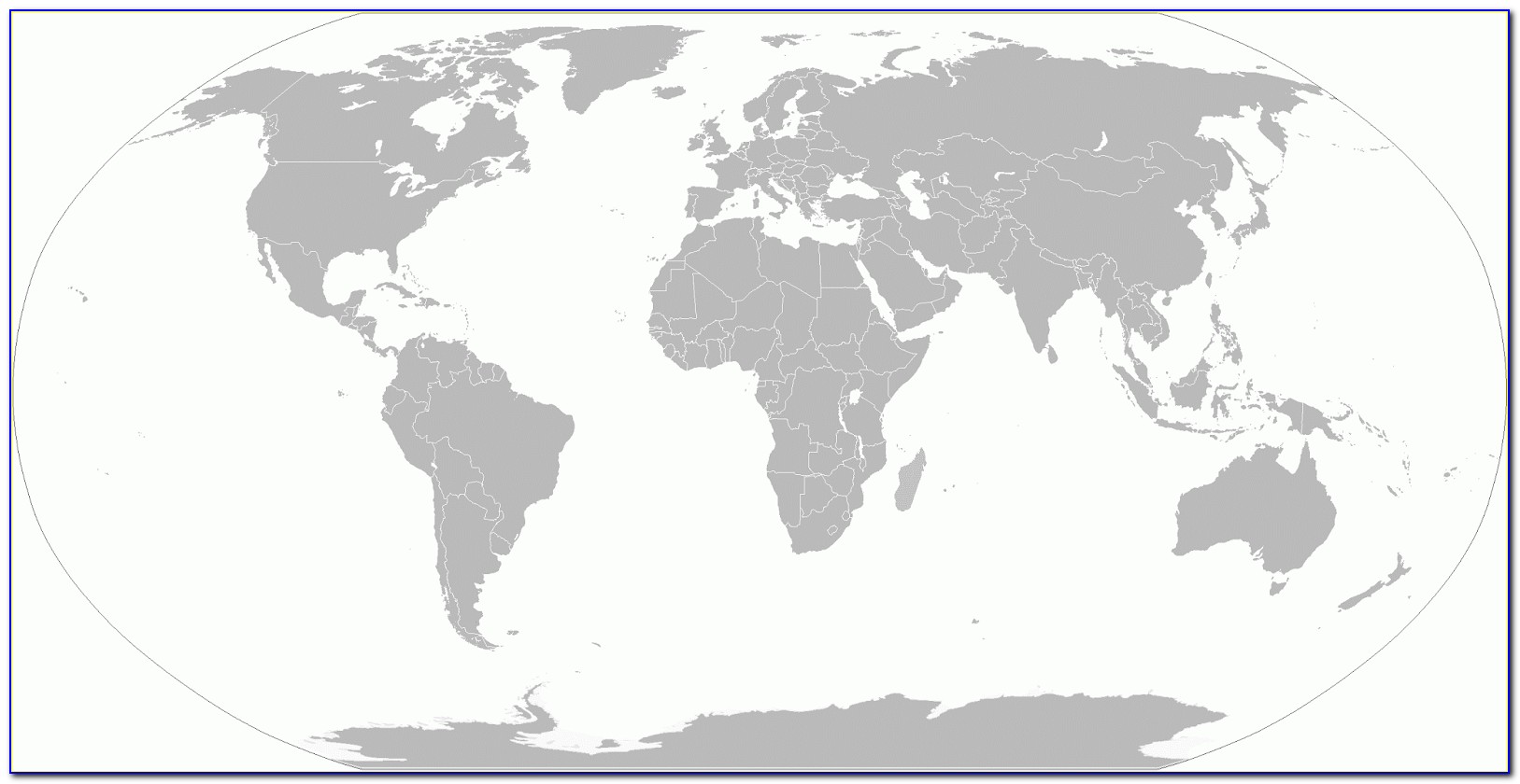 Large Blank World Map With Oceans Marked In Blue