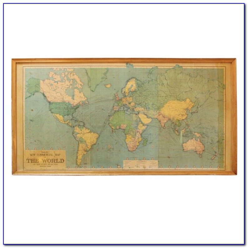 Large Framed World Map Poster