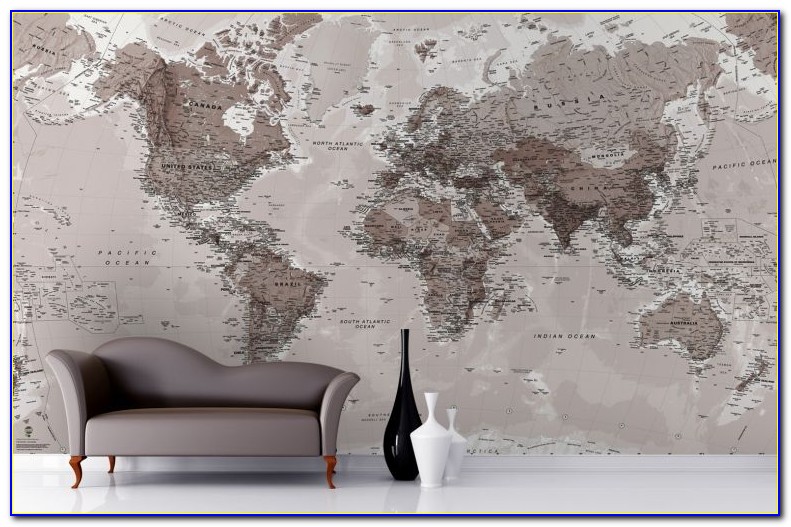 Large World Map Wallpaper Mural