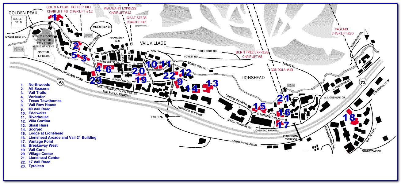 Lionshead Vail Hotel Map