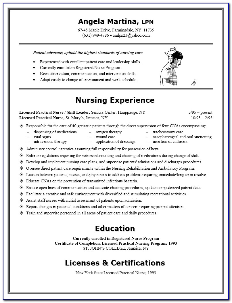 Lpn Nursing Resume Template Free