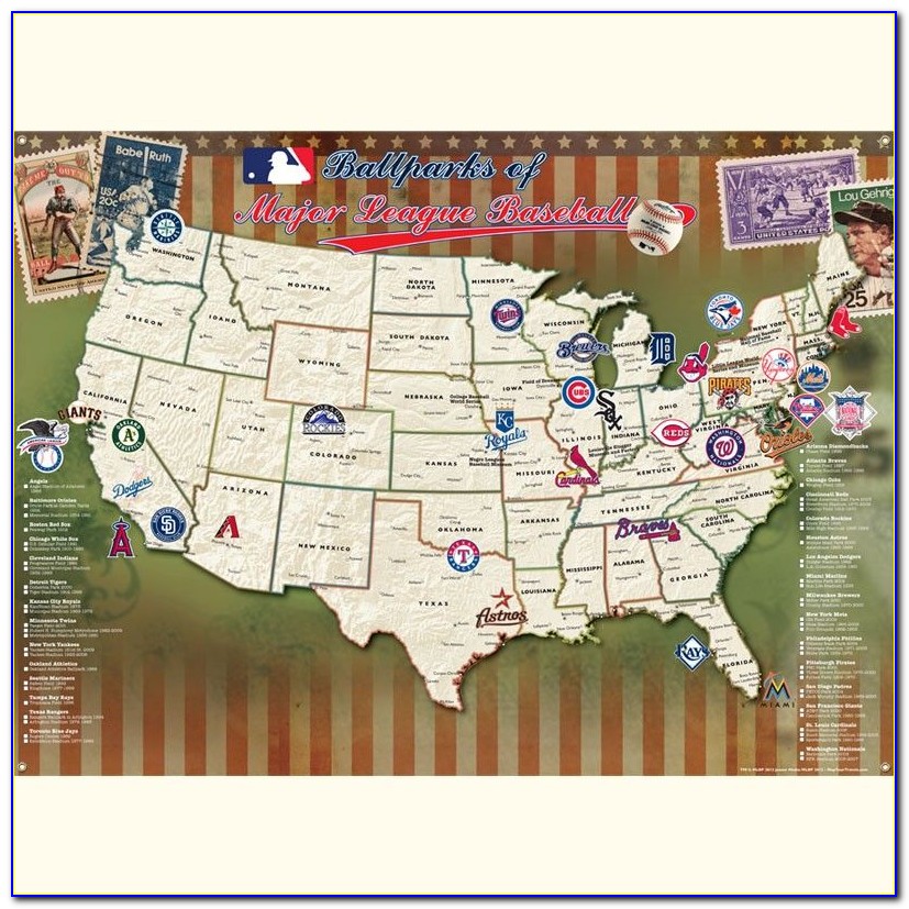 Major League Baseball Map Track Your Stadium Quest