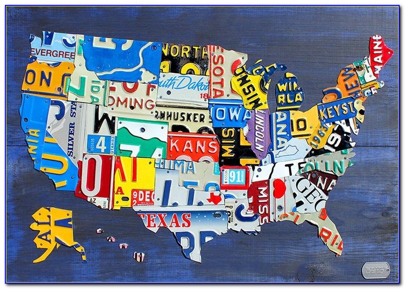 Purchase License Plate Art And License Plate Mapsdesign Turnpike Throughout License Plate Map Wall Art