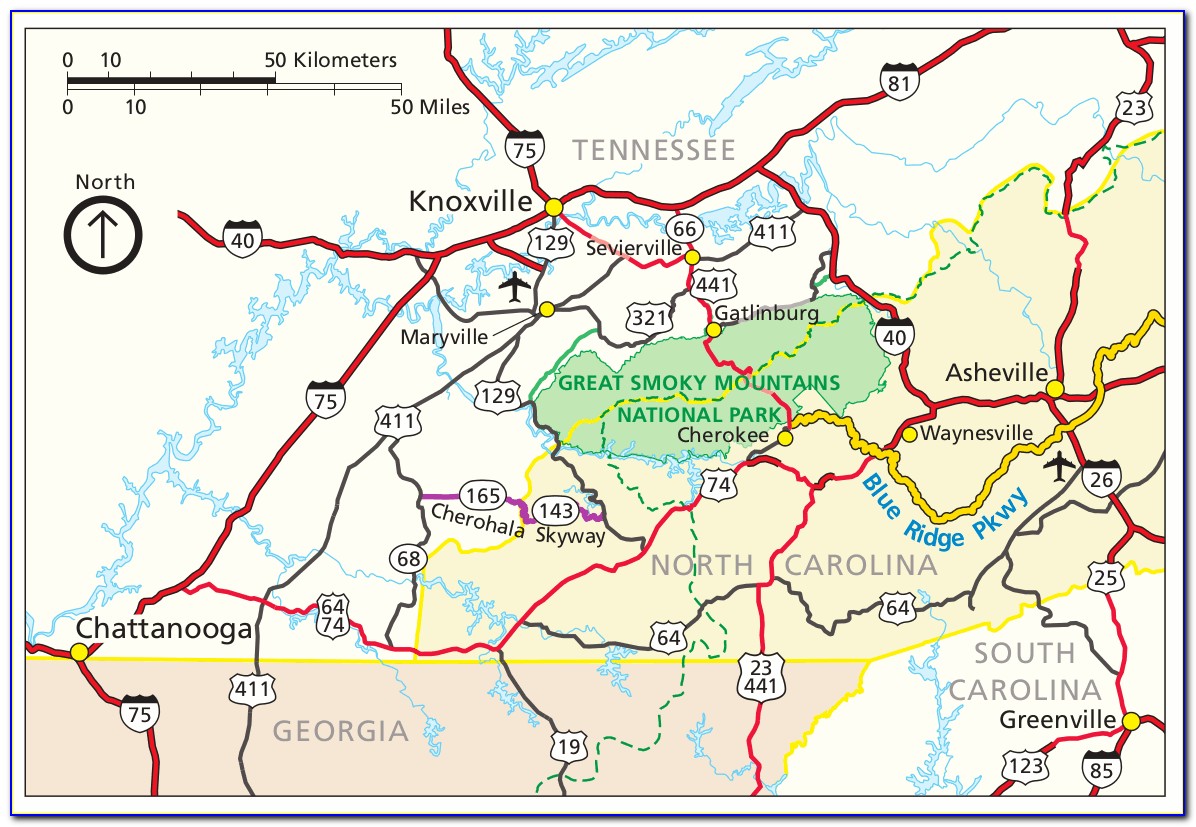 Map Great Smoky Mountains National Park