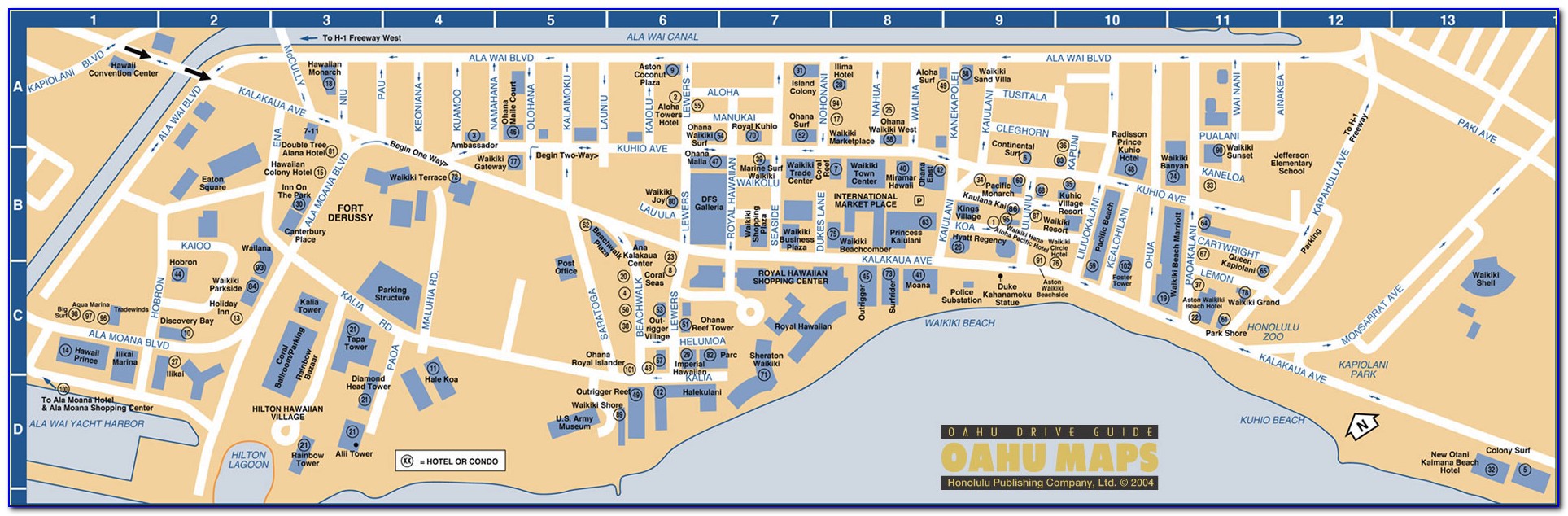 Map Of All Hotels On Waikiki Beach