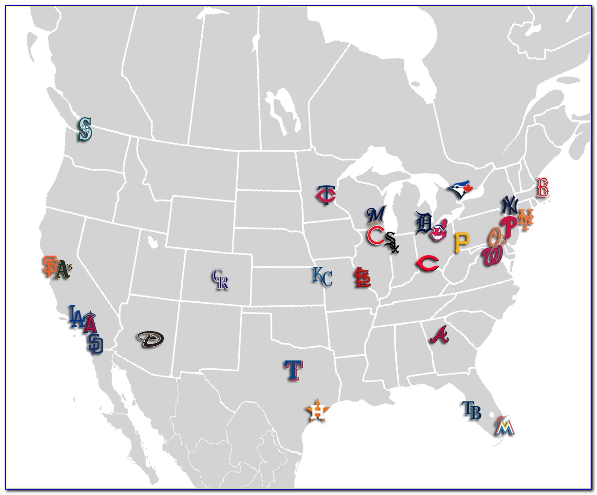 Map Of All Mlb Baseball Stadiums