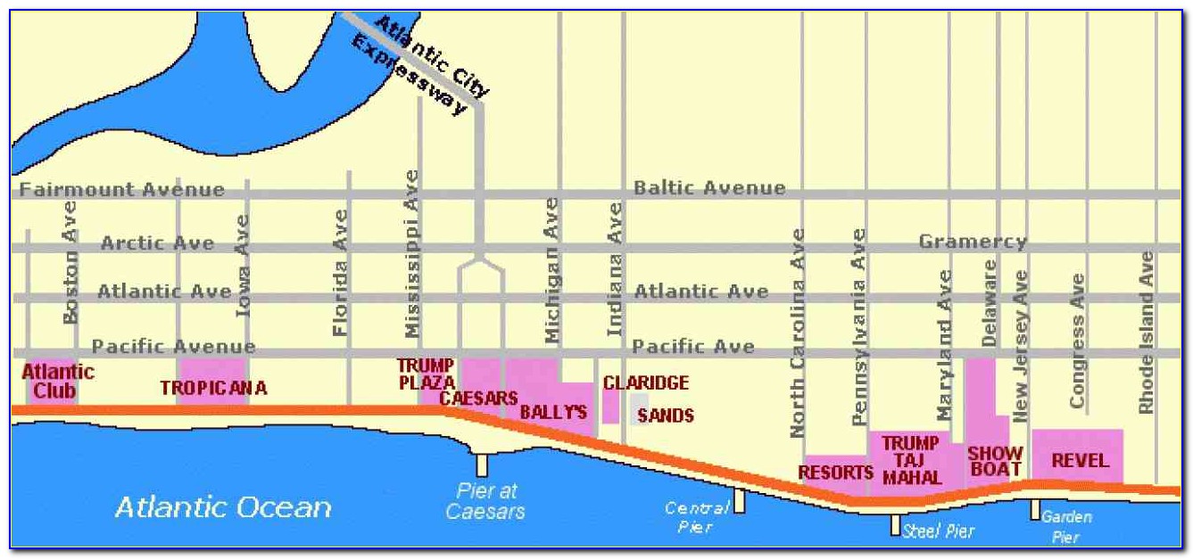 Map Of Atlantic City Hotels On Boardwalk