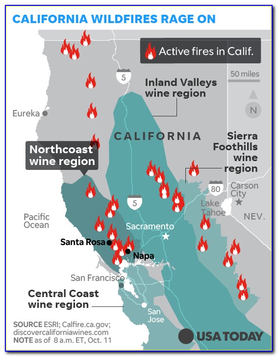 Map Of California Wineries Affected By Fire