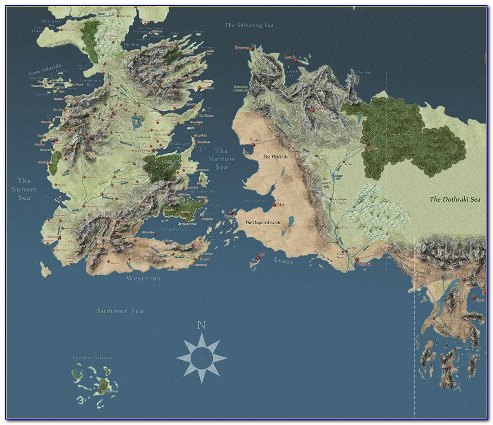 Map Of Game Of Thrones World Poster