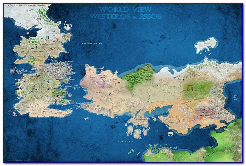 Map Of Game Of Thrones World With Cities
