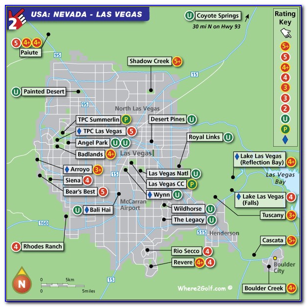 Map Of Golf Courses In Las Vegas Near The Strip