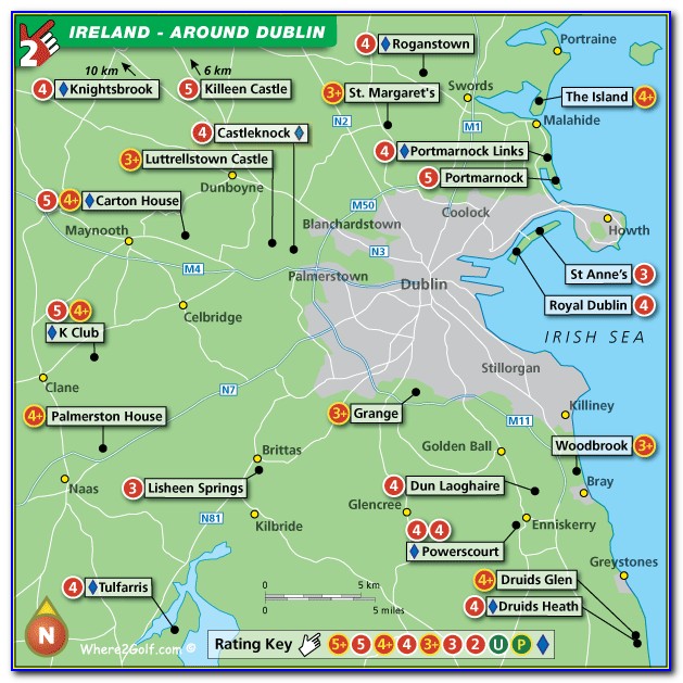 Map Of Golf Courses In Southern Ireland
