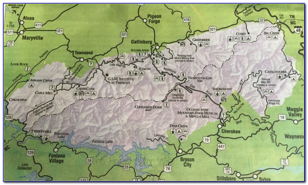 Map Of Great Smoky Mountain National Park