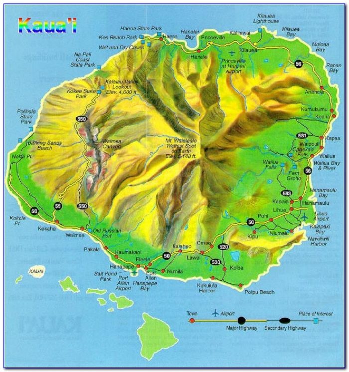 Map Of Hawaiian Islands Kauai