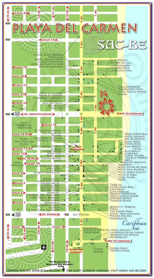Map Of Hotel Zone Playa Del Carmen