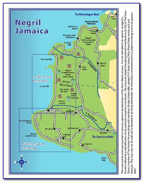 Map Of Hotels Along 7 Mile Beach Negril