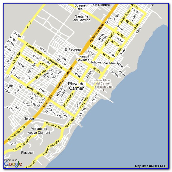 Map Of Hotels Around Playa Del Carmen
