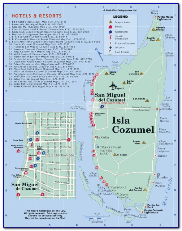 Map Of Hotels In Cozumel Mexico