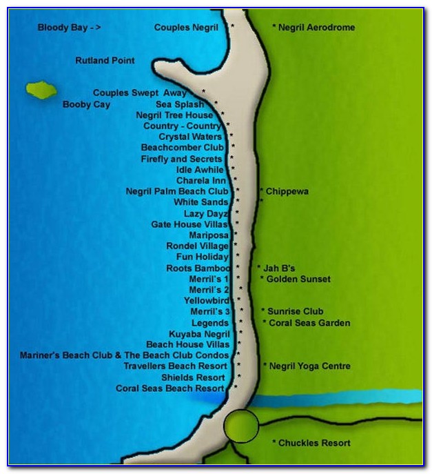 Map Of Hotels In Negril On 7 Mile Beach