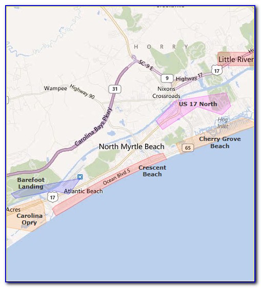 Map Of Hotels In North Myrtle Beach