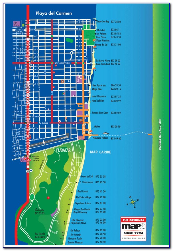 Map Of Hotels In Playa Del Carmen Lanzarote