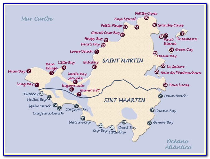 Map Of Hotels On Orient Beach St. Martin