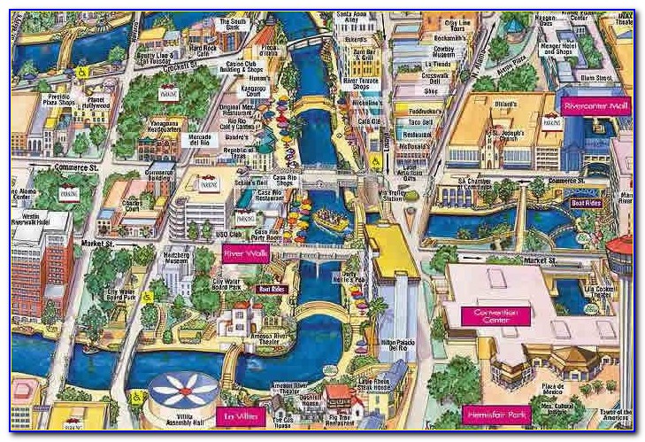 Map Of Hotels On The Riverwalk In San Antonio