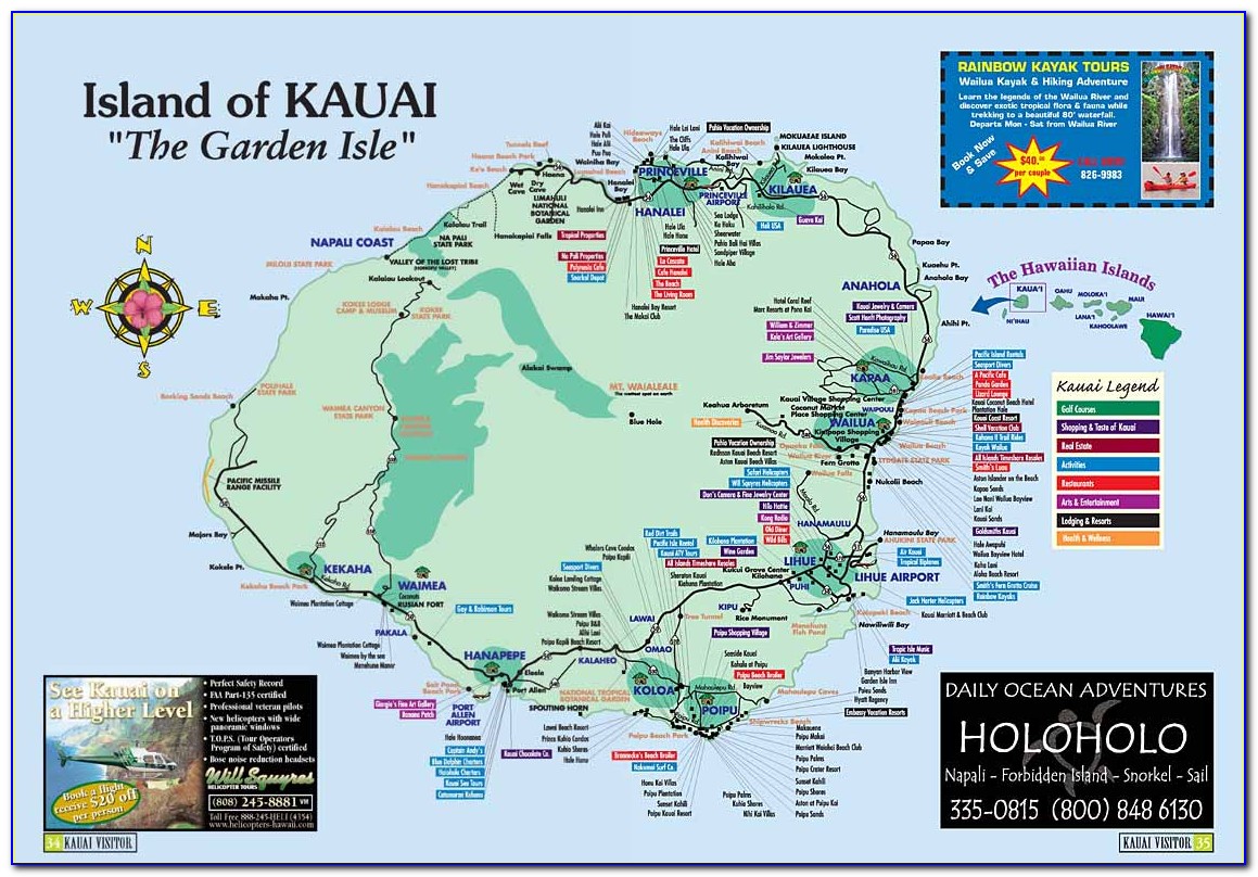 Map Of Kauai Hawaii Hotels