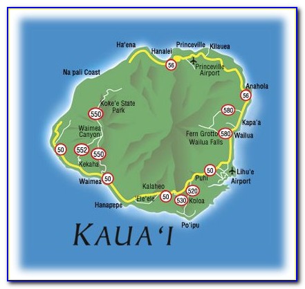 Map Of Kauai Island Beaches