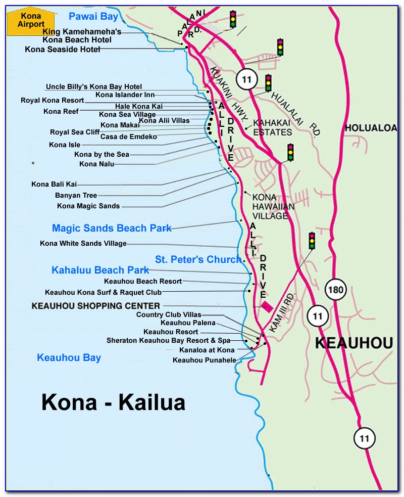 Map Of Kona Hotels
