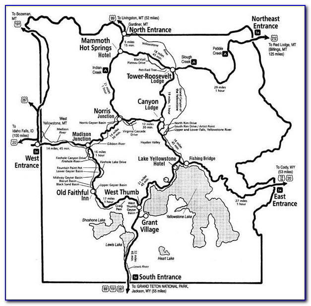 Map Of Lodging Inside Yellowstone