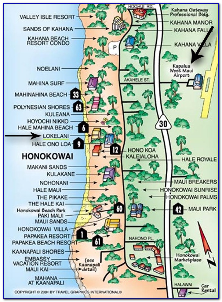 Map Of Maui Hotels And Condos