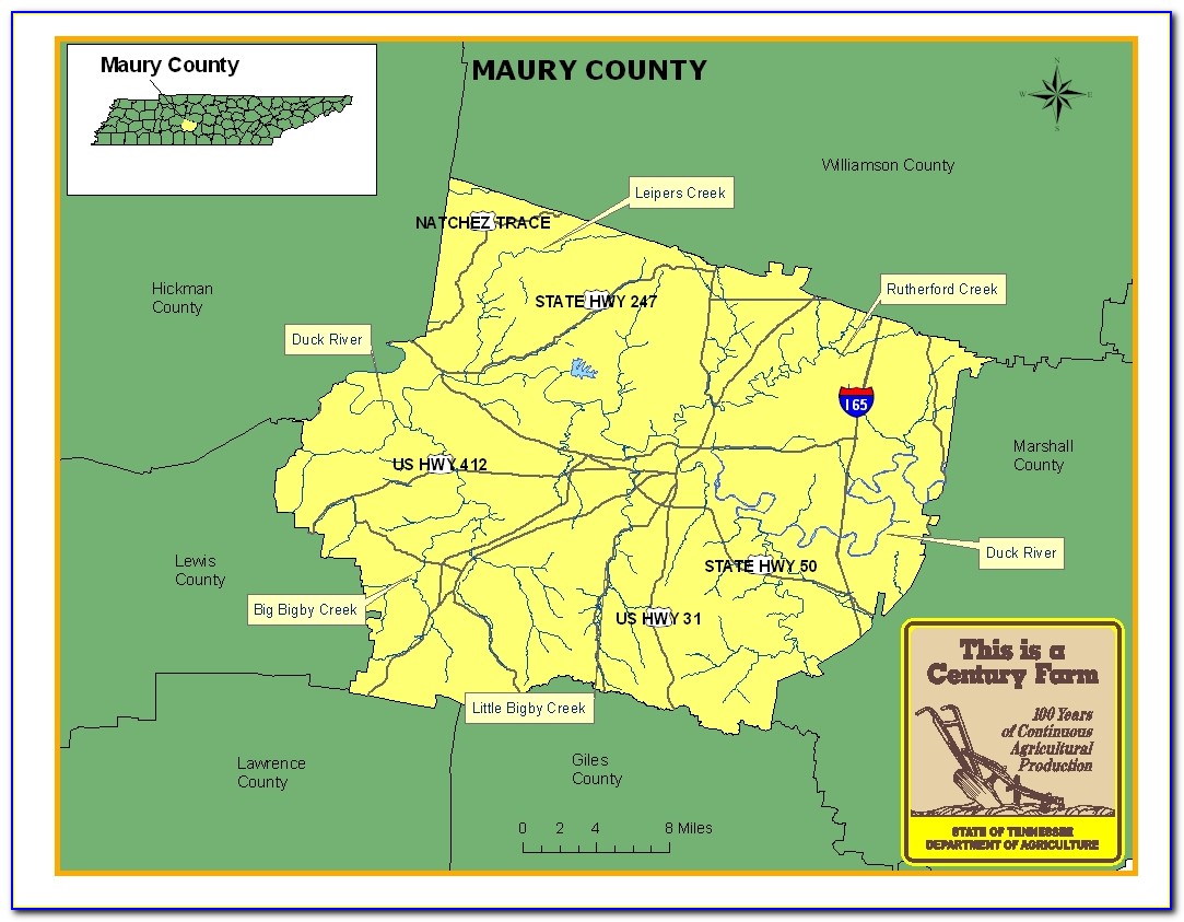 Map Of Maury County Tennessee