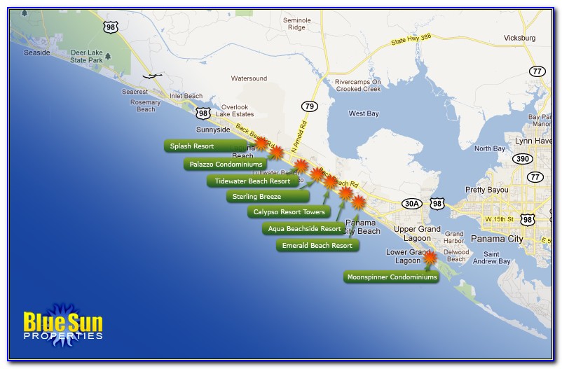 Map Of Panama City Beach Hotels And Condos