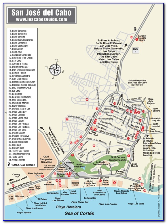 Map Of San Jose Del Cabo Hotels And Resorts